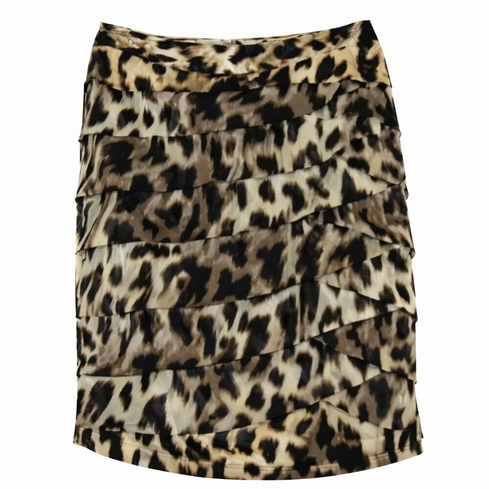 NWT WORTHINGTON  Leopard Print Ruffled Skirt 10 P